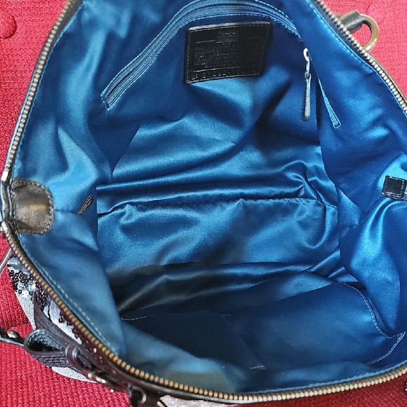 COACH 2010 MADISON SOPHIA LEATHER LUREX SEQUIN LARGE SATCHEL BAG TOTE Like New! - Picture 4 of 12